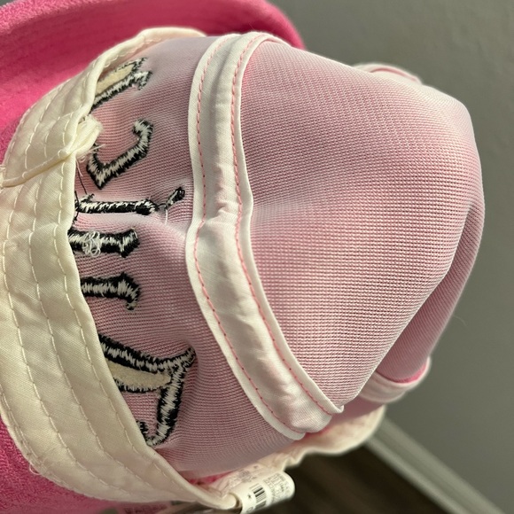 Y2K Juicy Couture Women's Bucket Hat Pink Terry Cloth Logo One Size - Picture 6 of 7